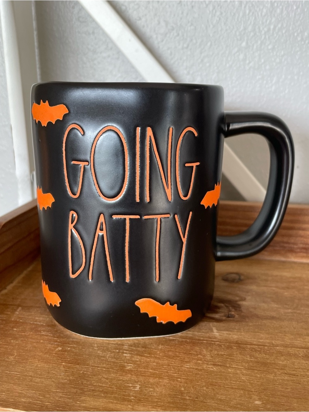 Going Batty Halloween Ceramic Mug - Black with Orange Accents